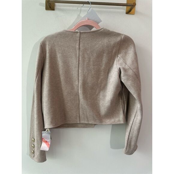 OGL Women's Beige Cropped Button-Up Jacket Size small - Picture 4 of 5